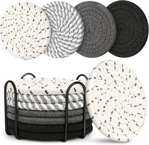 Posavasos para bebidas, juego de 4 - color, juego de 8 posavasos, posavasos absorbentes con soporte, decoración para mesa de café, decoración para
