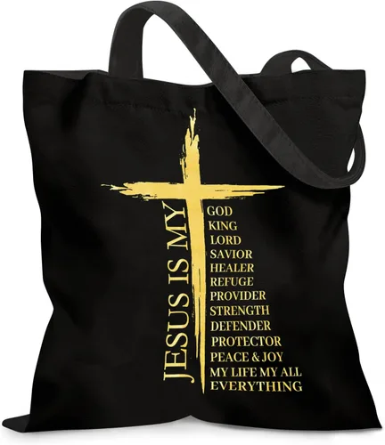 Vista 29 de Bolsa de lona estética para mujer, con cierre magnético a presión y bolsillo interior con cremallera, bolsa reutilizable