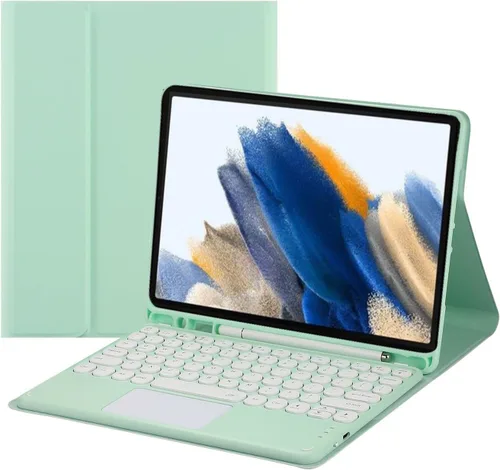 Vista 11 de Funda con teclado táctil para Samsung Galaxy Tab A8 de 10.5 pulgadas modelo 2022 (SM-X200/X205/X207), con soporte para lápices, teclado Bluetooth