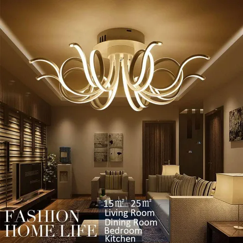 Vista 5 de Lámpara de techo LED moderna, lámparas de techo de 112 W, 8 luces de montaje empotrado, lámpara de techo moderna regulable de 34.6 pulgadas, lámpara