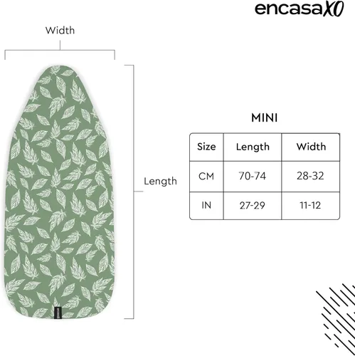 Vista 2 de Encasa XO Funda y almohadilla para tabla de planchar de 28"x12" - Acolchado de fieltro grueso de 3mm, ajuste con cordón y bloqueo, fácil