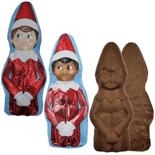 Vista 7 de Fruidles Grandes golosinas navideñas de chocolate de elfo en el estante, chocolate con leche sólido y suave, rellenos para bolsas de fiesta