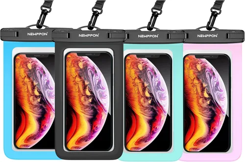Vista 10 de Paquete de 4 bolsas flotantes impermeables para teléfono, protector flotante transparente con cordón, funda universal grande flotante a prueba