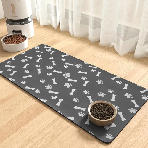 Vista 12 de MontVoo Tapete de Comida para Perros - Tapete de Alimentación de Mascotas para Alimentos y Agua - Sin Manchas de Secado Rápido Tapete para Tazón