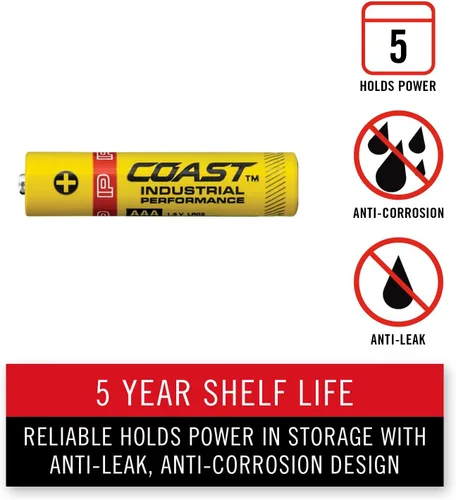 Vista 4 de Coast Paquete de 4 pilas alcalinas AAA de rendimiento industrial, alto rendimiento