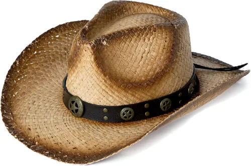 Vista 10 de Comhats Sombrero de paja de vaquero redondo de estilo occidental para mujer, cordón de barbilla Fedora de cuero vegano, ala moldeable, vaquera