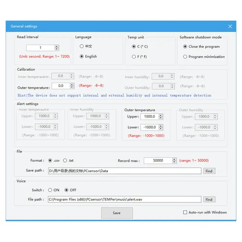 Vista 5 de Termómetro de computadora USB, sensor de termómetro de PC, registrador de datos con pantalla de hiperbola de temperatura y función de alarma