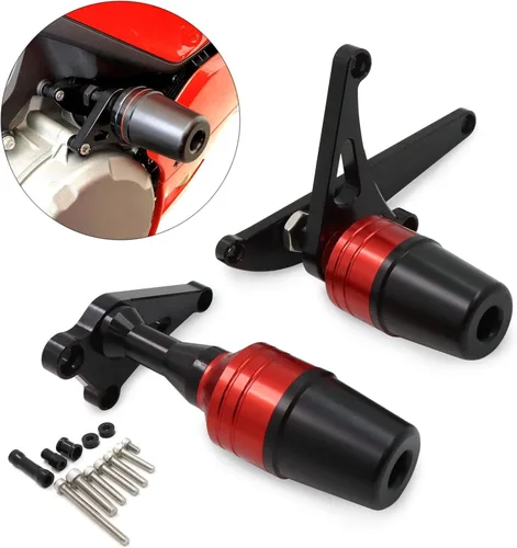 Vista 2 de Worldmotop - Deslizadores de bastidor de motor para Ducati Panigale V2 Panigale V2S 2019 2020 2021 (rojo)