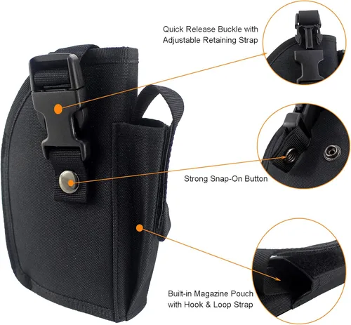 Vista 5 de Depring - Funda táctica para cinturón con bolsa Mag para pistolas con accesorio de luz o láser, universal para uso fuera de la funda de cintura