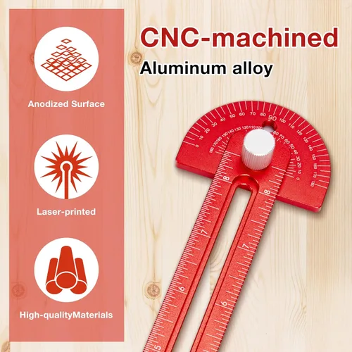 Vista 4 de Regla de carpintería TOURACE, 3 piezas de regla de bolsillo de precisión con deslizamiento metálico, herramientas de carpintería T Square, reglas