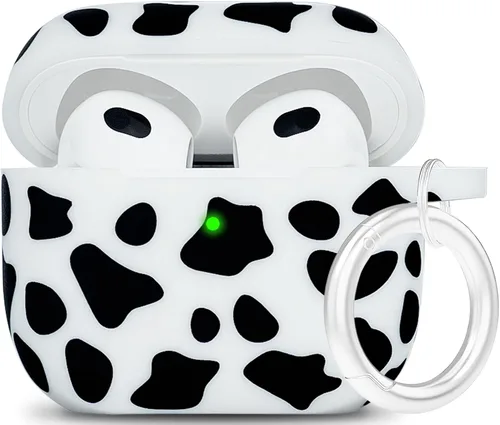 Vista 39 de LitoDream - Funda de silicona suave y flexible con llavero para Apple AirPods 2 y 1, ideal para niñas (vaca)