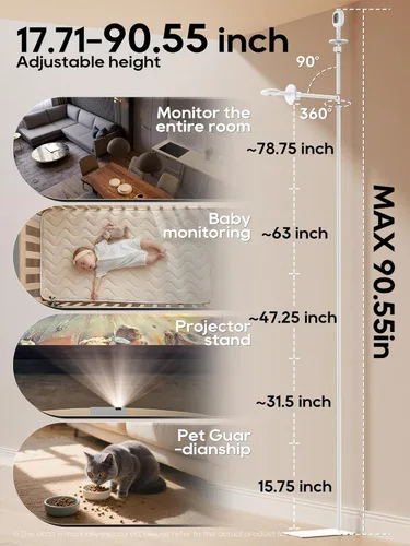 Vista 3 de Soporte de suelo adecuado para monitor de bebé Nanit, soporte con altura ajustable y base estable (cámara no incluida)