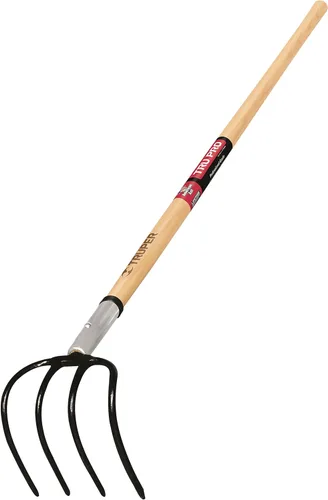 Vista 3 de Truper 30029 Tru Built Cultivador forjado de 4 dientes, cabeza de 5 pulgadas, mango de madera de 48 pulgadas