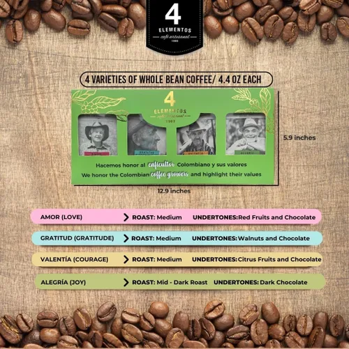 Paquete de café molido de 4 elementos, orgánico, sostenible, de origen único, tostado artesanal, calidad premium, paquete total de 12 onzas