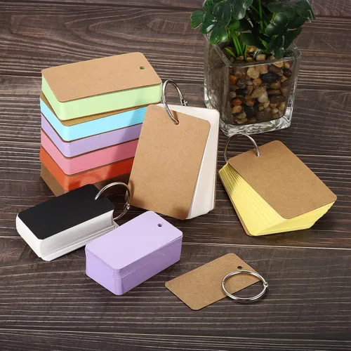 Vista 6 de PATIKIL Tarjetas de índice en blanco con anillo, 300 tarjetas flash en blanco de colores de 3.5 x 2 pulgadas, tarjeta de estudio para aprendizaje