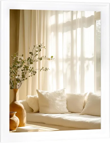 Vista 32 de CULER Espejo de pared de madera blanca para baño, espejos colgantes rectangulares de 20 x 16 pulgadas con marco de madera para sala de estar