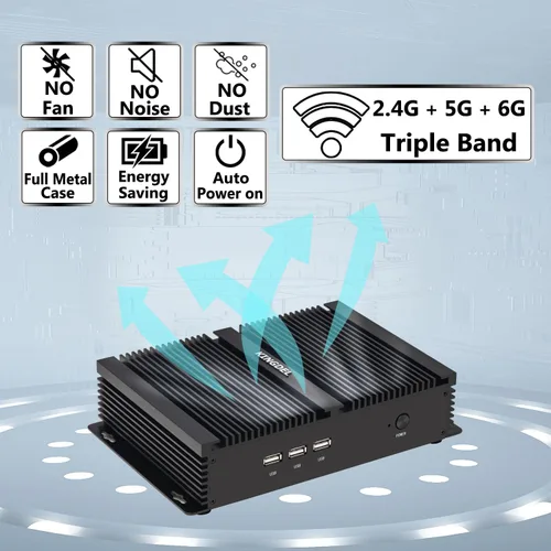 Vista 3 de KINGDEL Mini PC, mini computadora industrial sin ventilador con CPU i7 de 11ª generación, 16 GB de RAM, SSD NVMe de 128 GB, 4K 4096 x 2304, puerto