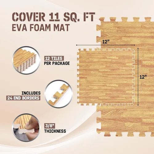 Vista 2 de Yes4All Alfombrillas Entrelazadas de EVA, Baldosas de Suelo tipo Rompecabezas, Acolchado de Suelo de Espuma con Borde para Muebles, Espacio