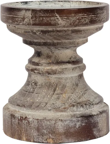 SOFE - Portavelas de pilar de madera, hecho a mano, 6 pulgadas de alto | Decoración de centro de mesa antigua, candelabros de granja, regalo de
