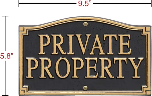 Vista 2 de Whitehall Productos Propiedad Privada Pared/Placa de Declaración de Césped, Negro/Oro