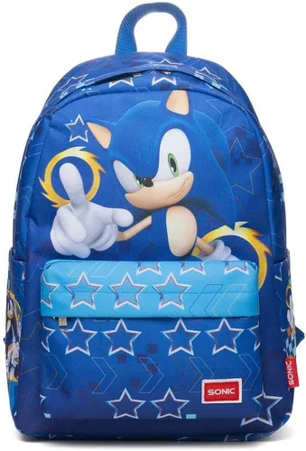 Wondapop SEGA Sonic the Hedgehog Mochila escolar para niños de 16 pulgadas con funda para laptop, bolsillo frontal y bolsillos laterales