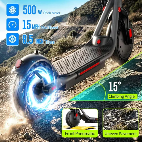 Vista 2 de SISIGAD Electric Scooter for Adults - 8.5" Tires, 19Mph,19 Miles Long Range, 500W Motor, Folding E-Scooter for Commuter, Dual Braking System