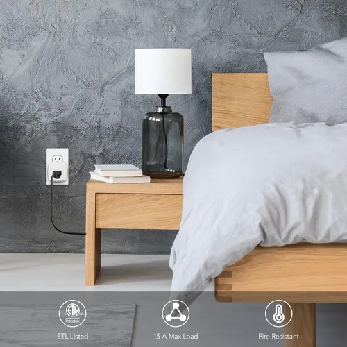 Vista 4 de HBN Enchufe inteligente Mini 15A, salida inteligente WiFi funciona con Alexa, Google Home Assistant, control remoto con función de temporizador,