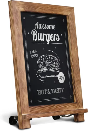 Vista 17 de HBCY Creations Pizarra de Mesa Rústica con Acabado Blanqueado / Pizarra Magnética Colgante de Pared / Caballete Pequeño de Encimera / Tablero