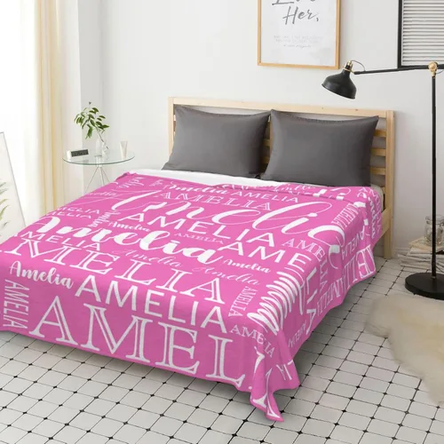 Vista 4 de KONSSY Manta personalizada con nombre, manta personalizada con nombre, mantas personalizadas para niños, niñas, mantas personalizadas con nombre