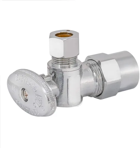 Vista 2 de Eastman 1/2 pulgada CPVC x 3/8 pulgadas OD compresión cuarto ángulo de giro válvula de parada, accesorios de fontanería de latón, cromo, 10729LF