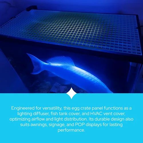 Vista 6 de KastLite Black Egg Crate - Cubiertas de luz fluorescentes – Difusor nominal de rejilla de techo de poliestireno de 2 x 2 pies y rejilla