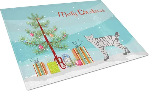 Vista 155 de Caroline's Treasures CK4739LCB Abyssinian Cat Merry Christmas Glass Cutting Board Large Decorative Tempered Glass Kitchen Cutting and Serving Board