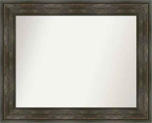 Vista 199 de Amanti Art Espejo de baño marrón para sobre fregadero, 26 x 26 pulgadas, espejo de tocador cuadrado marrón rústico Alexandria, marco de madera