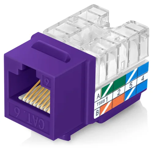 Vista 18 de Everest - Paquete de 10 conectores Keystone RJ45 Cat6 en ángulo de 90°, color blanco, conectores RJ45 hembra de perfil delgado, conector Keystone