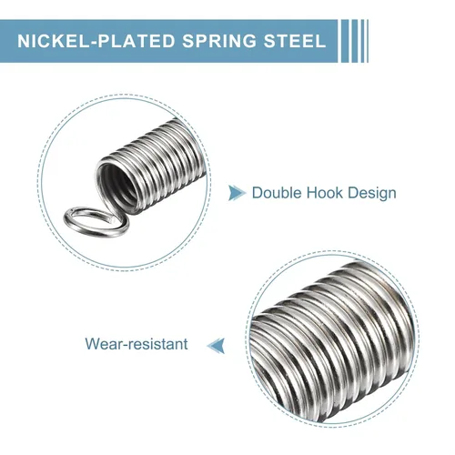 Vista 4 de uxcell 1 unidad de resorte extendido de 1/4 pulgada x 2-1/2 pulgadas, 0.035 pulgadas de acero de resorte de gancho doble para construcción