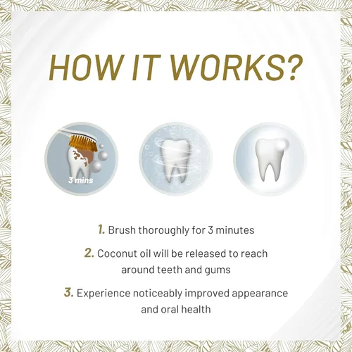 Vista 3 de White Glo Pasta de dientes blanqueadora de aceite de coco, refrescante sabor a coco y menta, cuidado bucal holístico sin flúor, aceite de coco