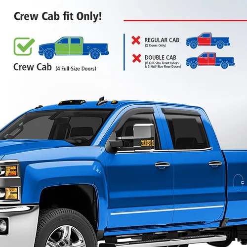 Vista 3 de Goodyear Deflectores de ventana inastillables para Chevrolet (Chevy) Silverado 2500HD/3500HD 2015-2019 Crew Cab, protectores de lluvia adhesivos