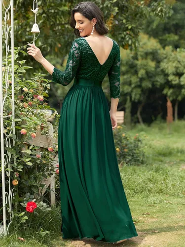 Vista 2 de Ever-Pretty - Vestido largo elegante para dama de honor, con cintura imperio, manga de 34, 07412