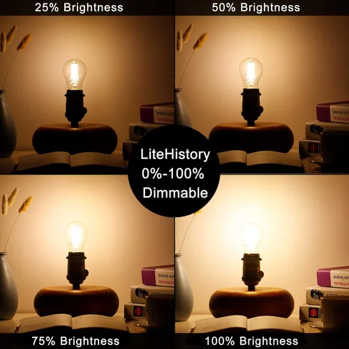 Vista 6 de LiteHistory Bombilla LED A15 regulable de 4 W igual a 40 W, bombilla LED E26, AC120V, bombilla LED vintage Edison para bombillas de ventilador