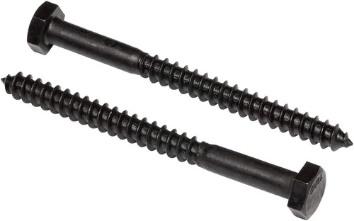 Vista 5 de Pernos de rezago hexagonales de acero inoxidable de 1/4" x 1-1/2" (25 piezas) Oxidado negro en EE.UU. por Makers Bolt