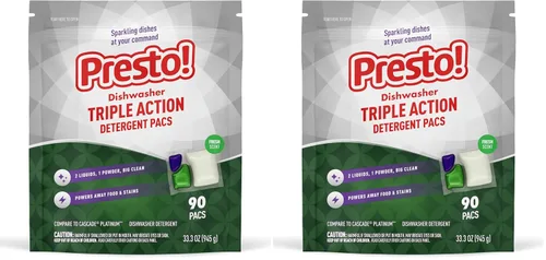 Vista 3 de Marca Amazon Presto! - Paquete de lavavajillas de triple acción, antimanchas, aroma fresco, 70
