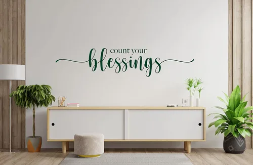 Vista 6 de Calcomanía de vinilo religioso para pared, cita inspiradora, cuenta tus bendiciones, decoración para el hogar o la iglesia para dormitorio, sala