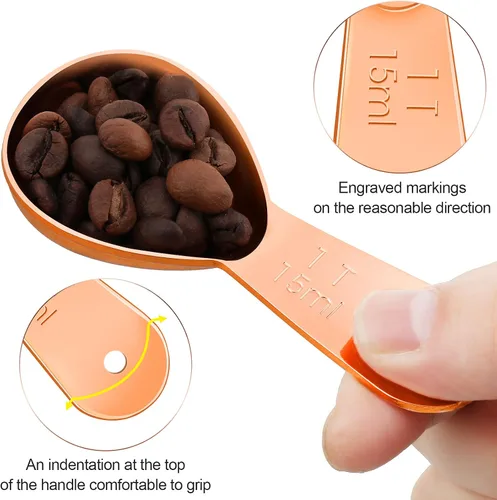 Vista 3 de Patelai Cuchara de café de 3 piezas, cucharas medidoras de acero inoxidable, cucharadas de café de mango corto para té, azúcar, cocina, regalos