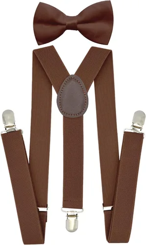 trilece Child Kids Boys Girls Suspenders Bow Tie Set Adjustable Y Back Toddler Baby Infant Suspender Bowtie