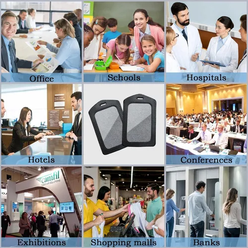 Vista 7 de 2 Pack Black Badge Holder with Lanyard, Detachable Neck Lanyards for ID Badges Holders, Vertical Leather ID Card Holder with 1 ID Window, for Name