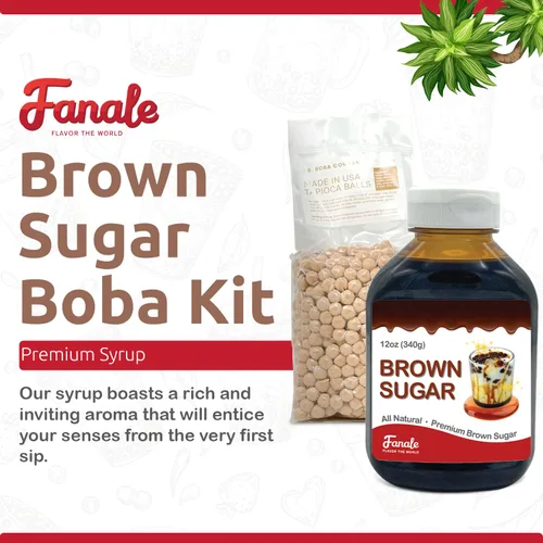 Vista 3 de Fanale Kit de té Boba de azúcar moreno con perlas Boba, perlas de tapioca US Boba Co fabricado en Estados Unidos, 1 libra, té de leche boba