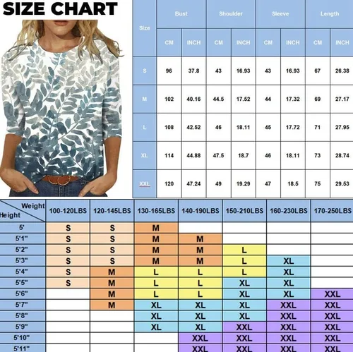 Vista 5 de Blusas de verano para mujer 2023, blusas de verano de manga tres cuartos con cuello redondo y estampado casual