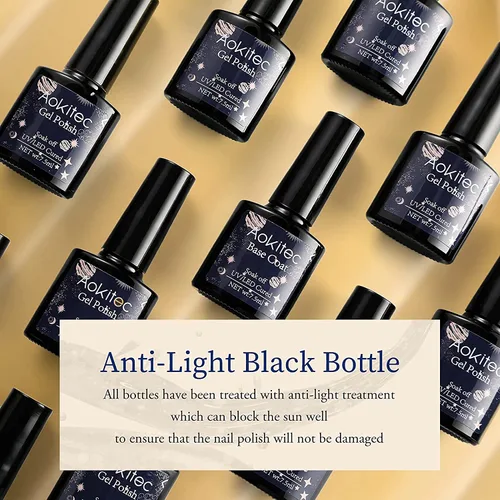 Vista 7 de Aokitec Kit de esmalte de uñas de gel con lámpara de uñas LED UV de 78 W, juego de 2 esmaltes de gel para remojar, kit de manicura en casa, secador