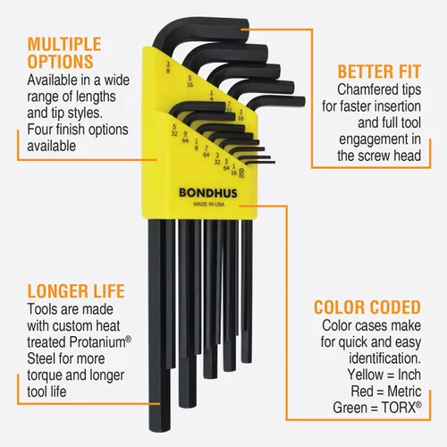 Vista 2 de Bondhus 22199 – Paquete doble de llaves tipo L, de gran longitud, 12137 (.050-3/8 pulgadas) y 12199 (1.5-10 mm)