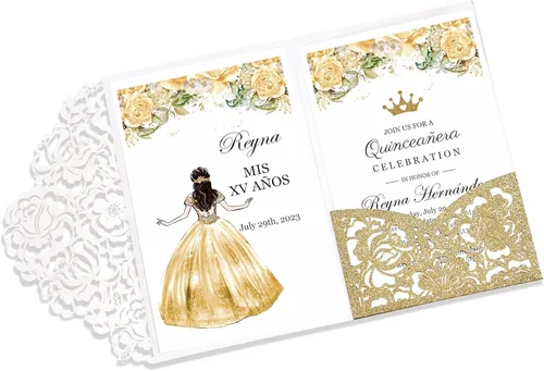 Vista 12 de DORIS HOME 50 piezas Bolsillos de Invitación de Boda Cortados con Láser con Sobres Azules, 5.12" x 7.12" Tarjetas de Invitación para Boda